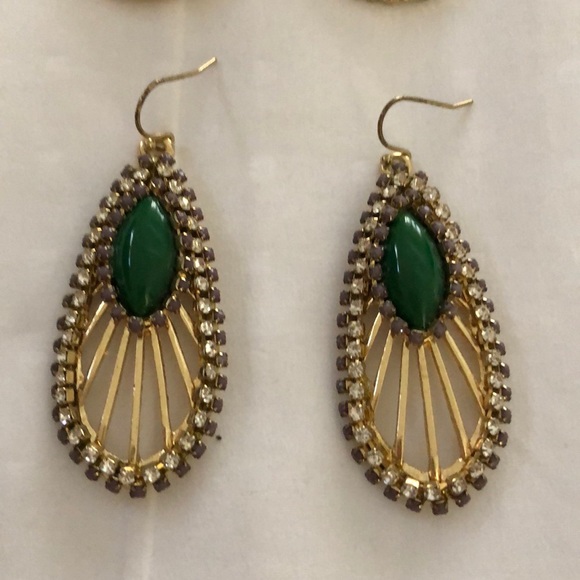 Gold and Green Earrings - Picture 3 of 3